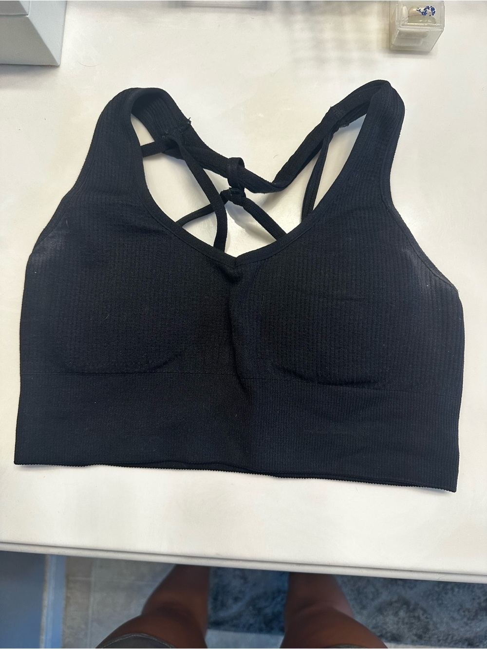 NVGTN Black Ribbed Crisscross Sports Bralette